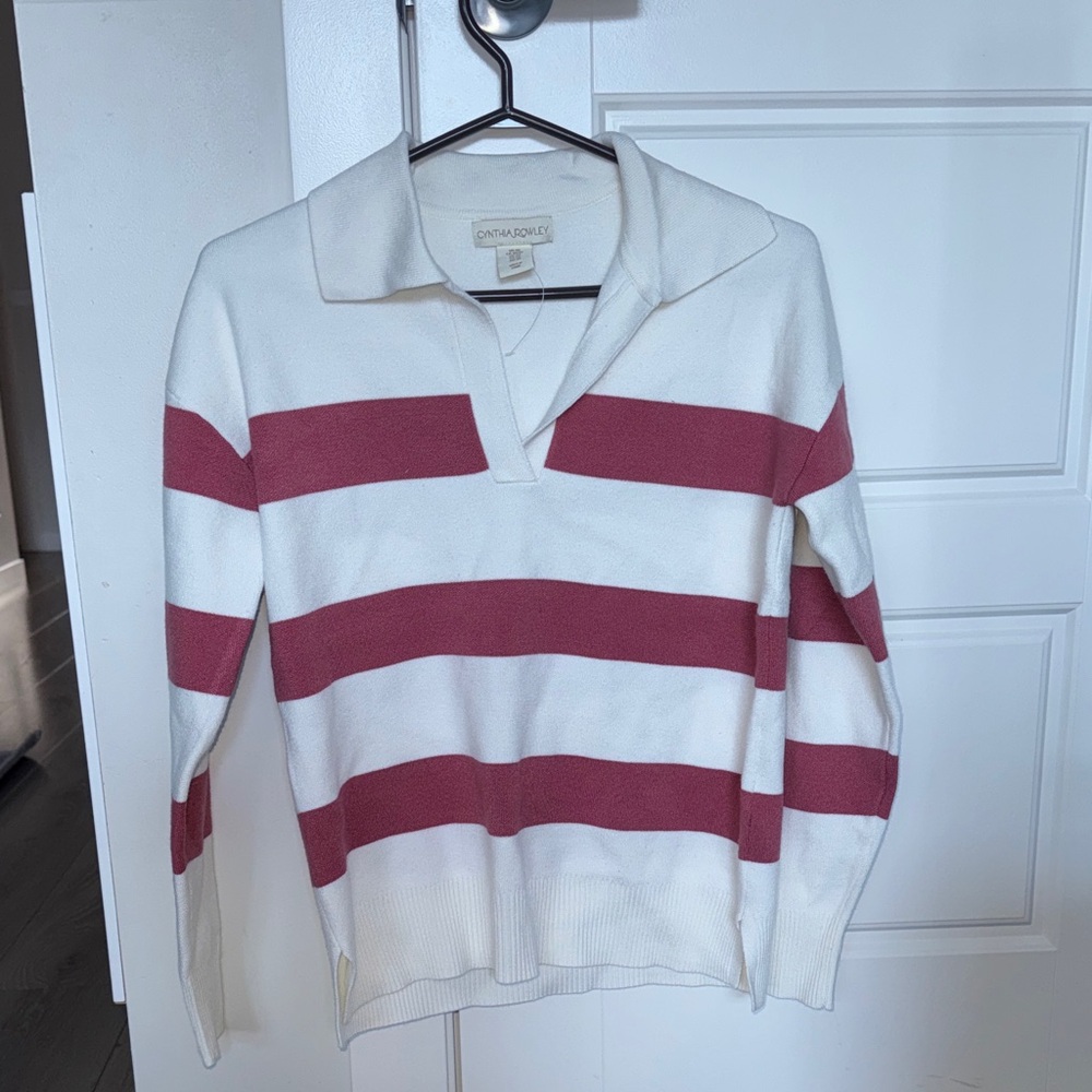 Chinti & Parker White and Pink Striped Knit